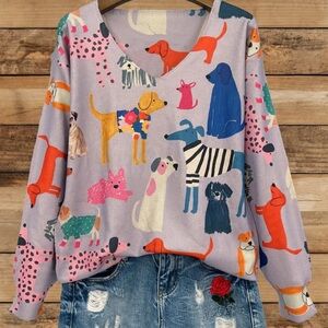 951. Knitted All-Over Print Love Print 3D Dog Pattern Printing Thin Knit,